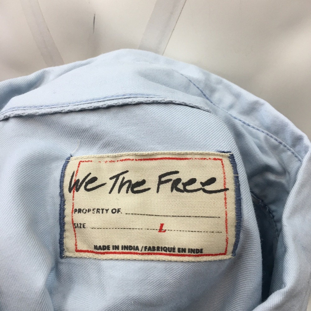 We The Free Button Down Shirt Relaxed Fit Long Sleeve Light‎ Blue L - Picture 5 of 8